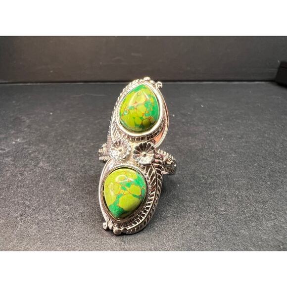 NEW green Mojave turquoise stainless steel ring size 7 - Picture 14 of 15